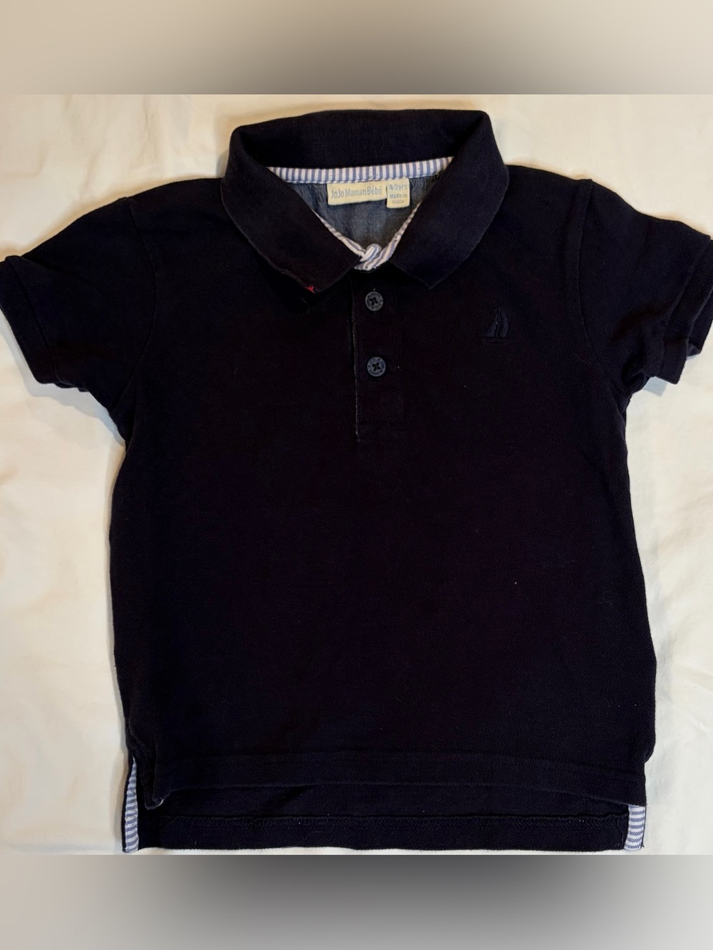 JoJo Maman Bebe Navy Polo with red accents sz 4 EUC